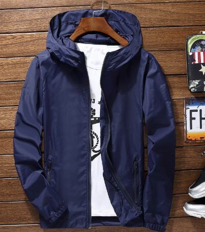 Windbreaker Jacket, Casual Coat with Hood