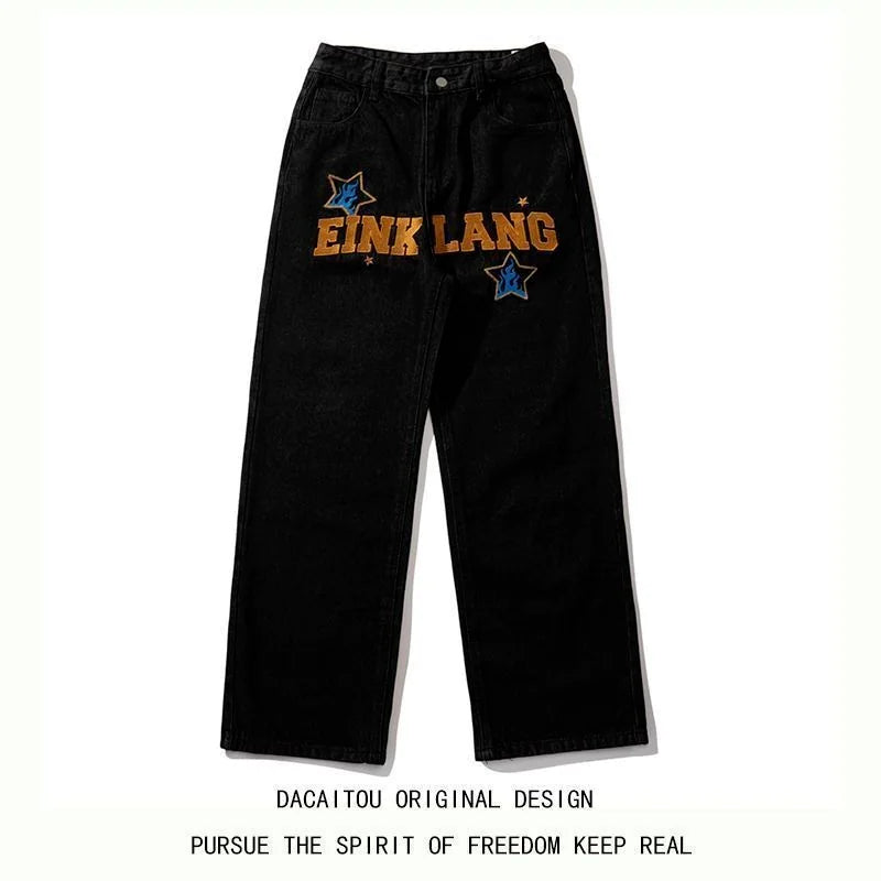 Retro American Hip-Hop Wide Leg Jeans for Men