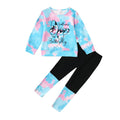 WWXGDS Girls Clothes Girls Clothes Size 6 Girls Clothes Size 7，Butterfly Pattern Girls Winter Clothes Blue Tie Dye Girls Sweatshirt And Spliced Girls Sweatpants