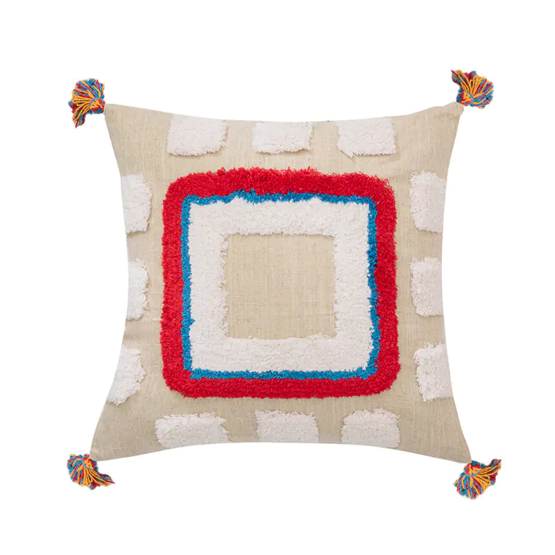 Custom Indian Handcrafted Geometric Tassel Pillow Cover