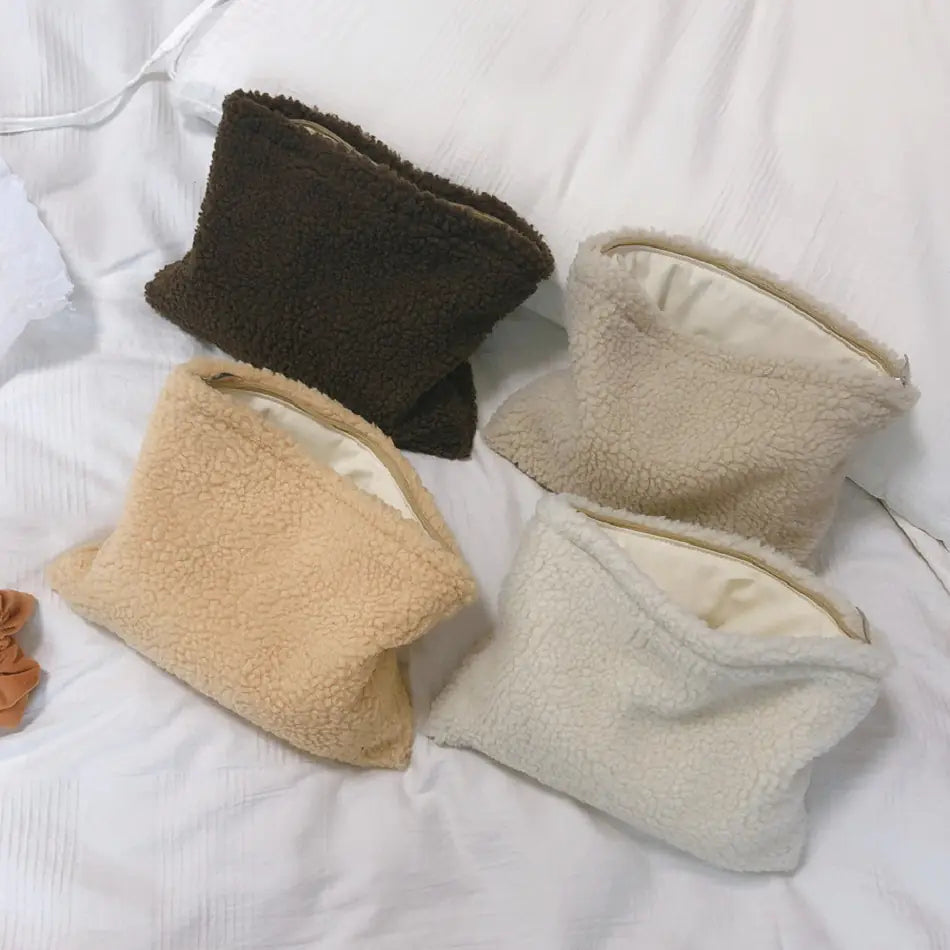 Plush Lambwool Makeup Pouch and Organizer Bag