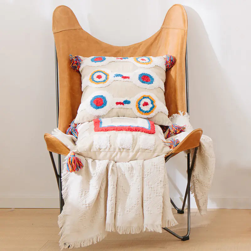 Custom Indian Handcrafted Geometric Tassel Pillow Cover