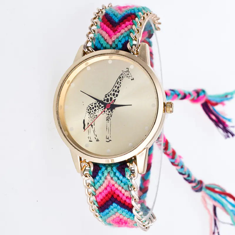 Woven Quartz Floral Women's Watch