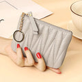 Fashionable Thin Grid Sheepskin Short Wallet