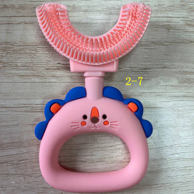 U-Shaped Little Lion Silicone Toothbrush for Kids
