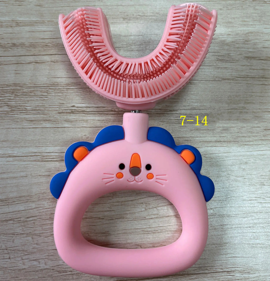 U-Shaped Little Lion Silicone Toothbrush for Kids